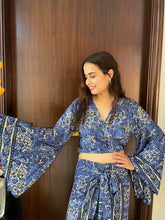 Boho Printed Wrap  Top - Blue