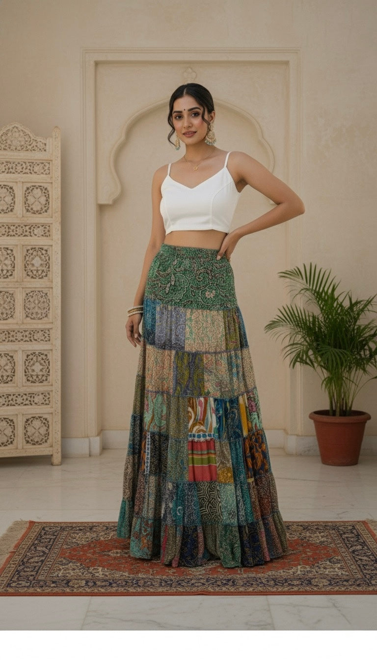 Patch Work Boho Printed Skirt (Assorted prints)