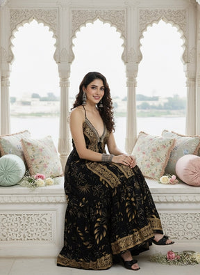 🔥⌛️Low Stock-SmisingBee Tie Back Backless Embroidered Maxi Dress - Golden Mirage