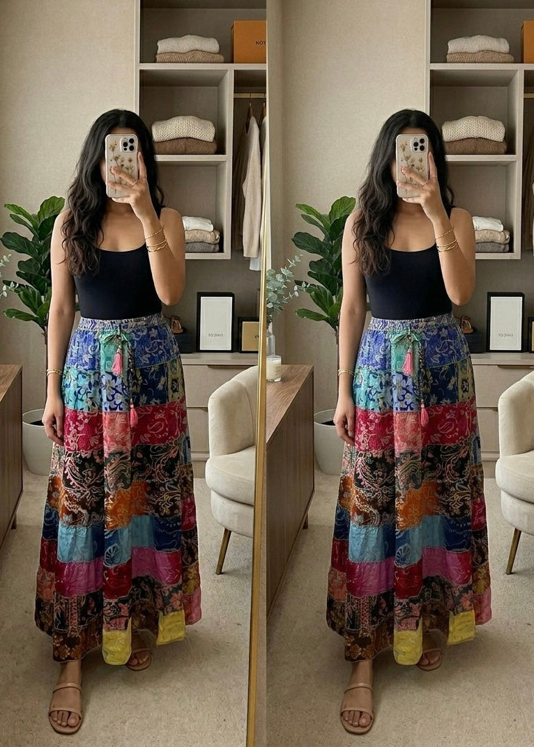 🔥Trending- Multi Panel Boho Printed Skirt (Assorted prints)