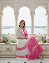 ⭐️Best Seller- Two Shade Hand Embroidered Kaftan Maxi Dress - Pink