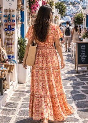 V Neck Cotton Long Dress -     Tangerine Trails 🍂