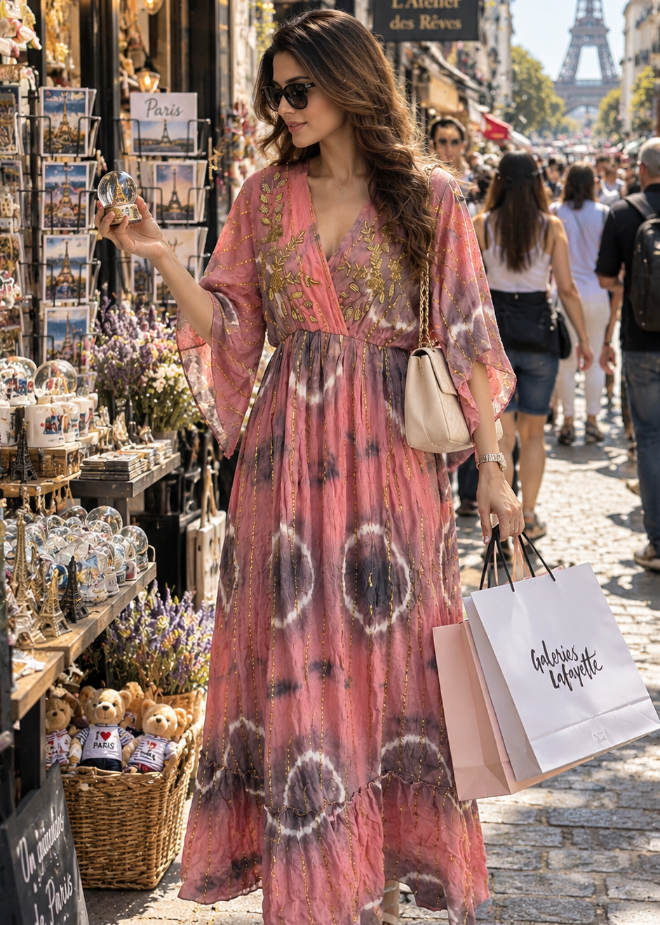 🌷Hand Embroidered Kaftan Maxi Dress in Rosé Wanderlust