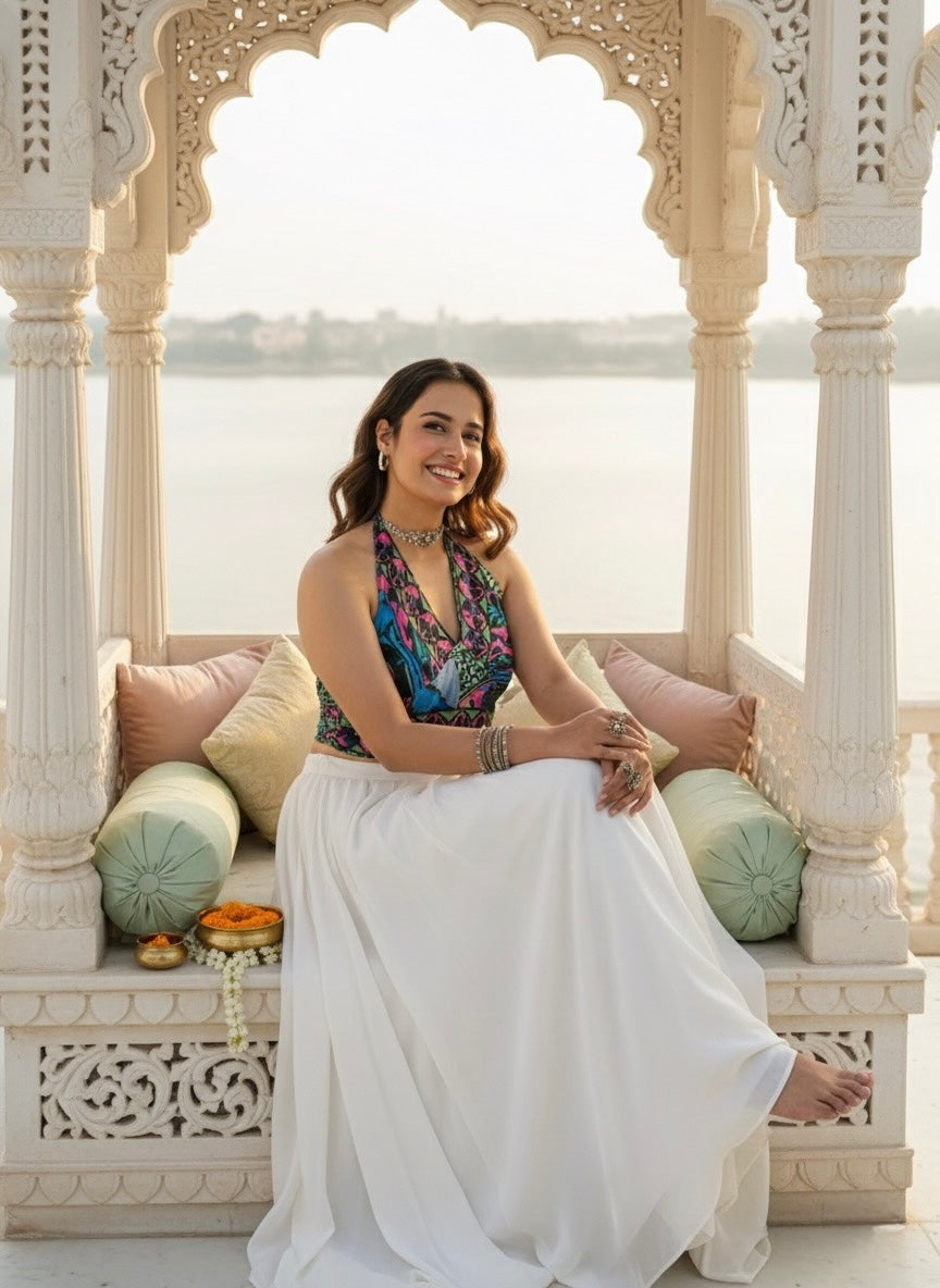 ⌛️Low Stock - Boho Printed Halter Top  in Blue