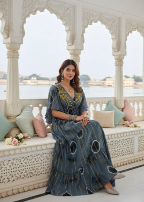 Boho Butterfly Bloom Maxi Dress - Grey