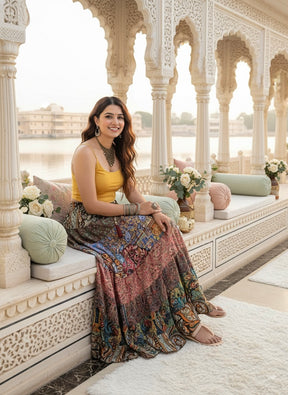 🔥Trending - Multi Panel Boho Printed  Long Skirt - Chromatic Nightfall