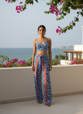 Boho Printed Wrap Trouser - Turquoise Temptation
