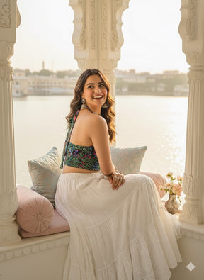 ⌛️Low Stock - Boho Printed Halter Top  in Blue