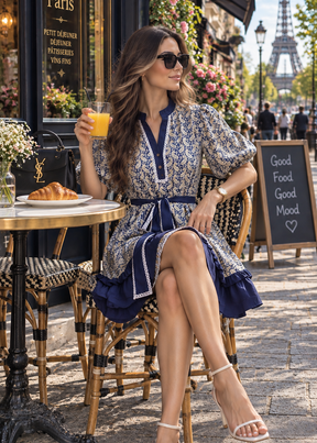 Cotton Short Dress Lumière Bleu 👗