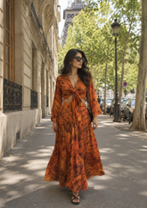 ⏳Low Stock - Wrap Top Boho Printed Co-ord Set in Burnt Sienna