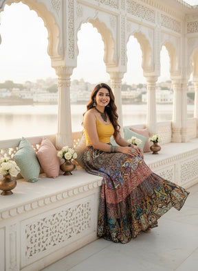 🔥Trending - Multi Panel Boho Printed  Long Skirt - Chromatic Nightfall