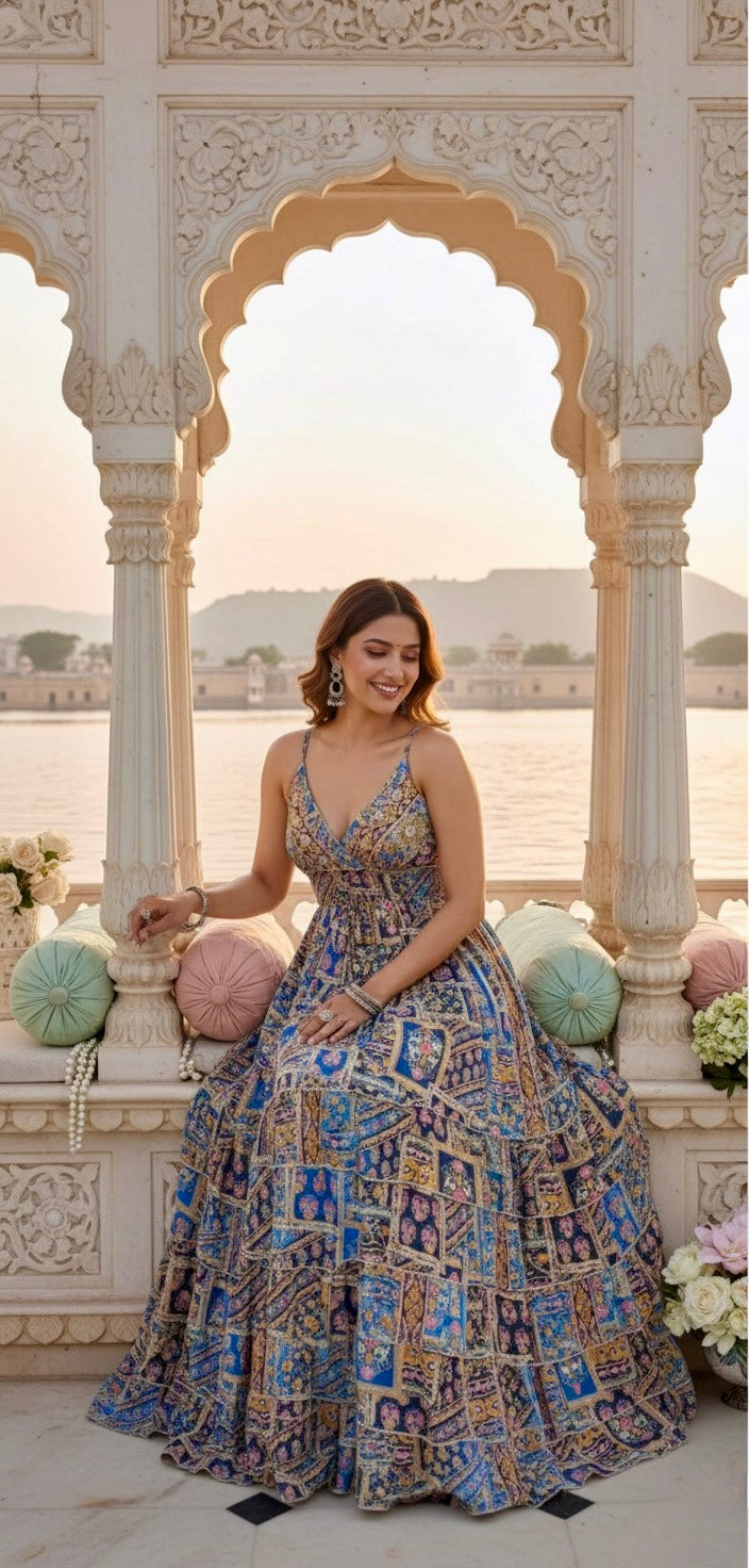 Ocean Muse Boho Maxi Dress - Blue