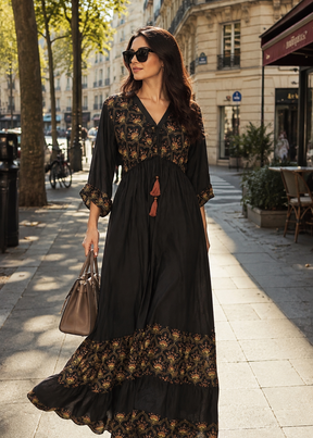 Noir Royale kaftan Embroidered Maxi Dress ✨