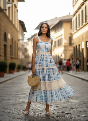Tie-Dye  Ocean Whisper Boho Maxi Dress