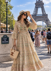 ✨Collor Pattern  Boho Printed Maxi Dress Paisley Whisper