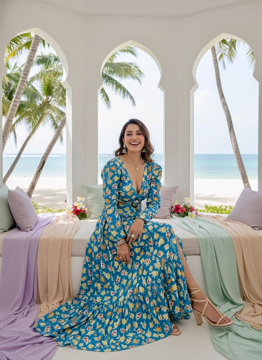 ⬆️Rising - Seaside Chic Tie Back Cotton Long Dress