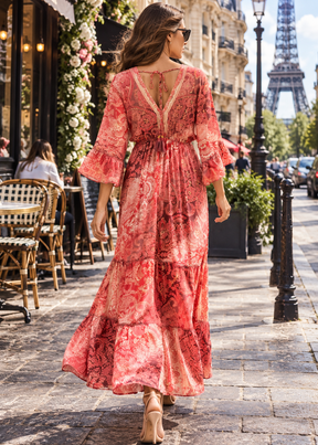 🌹Boho Printed Kaftan Maxi Dress in La Vie Rosé 🥀