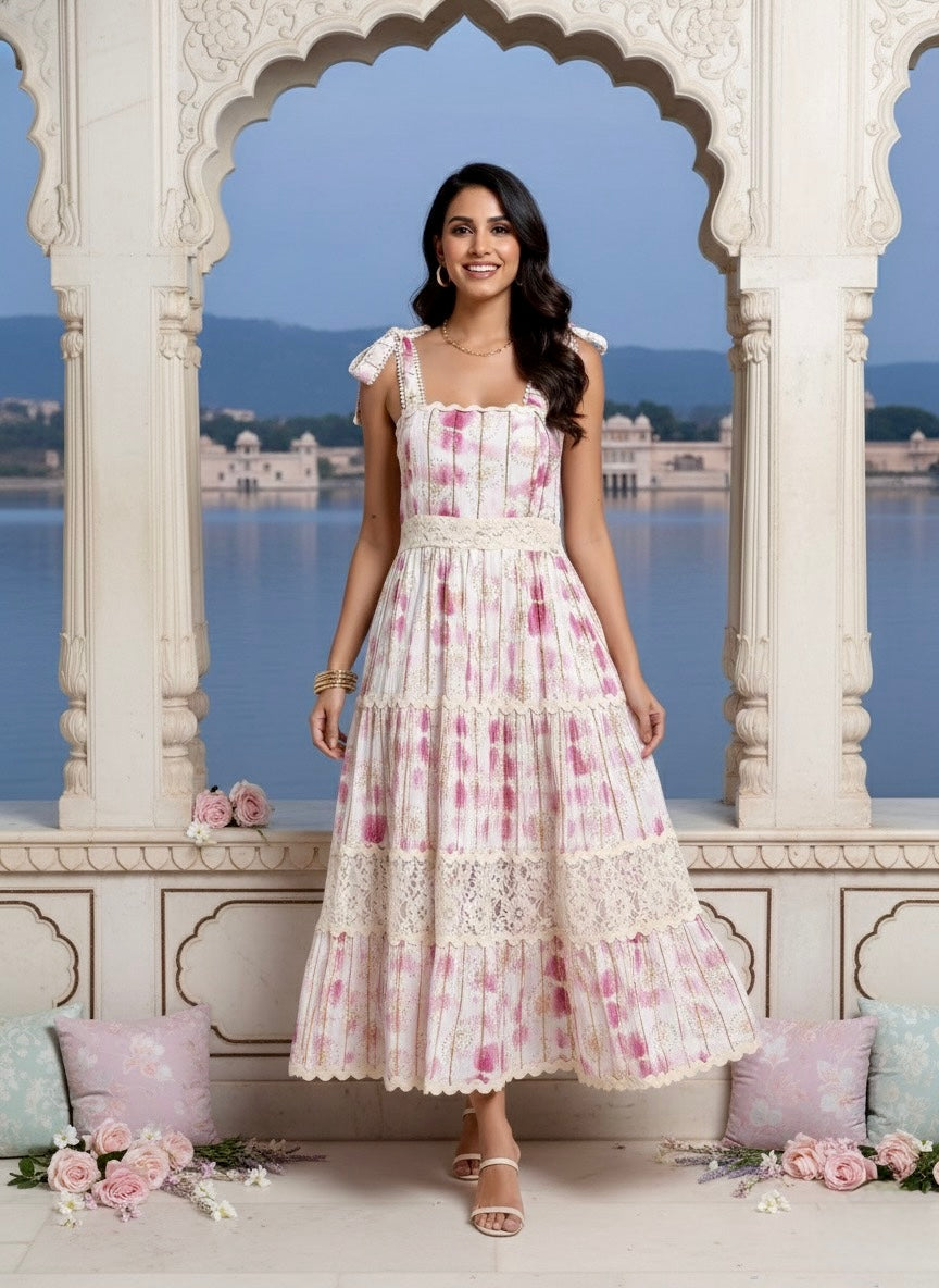 Tie-Dye Rose Reverie Boho Maxi Dress