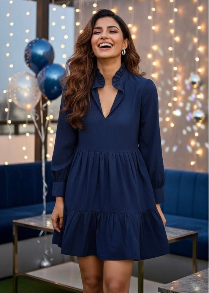 ⬆️Rising- Multi Panel Short Dress in Navy Blue