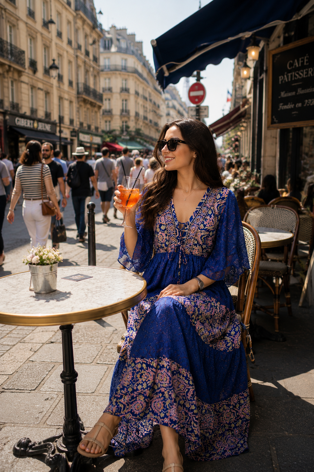 Boho Printed Embroidery Hand Work Butterfly sleeves maxi dress in Boheme Royale (Copy)
