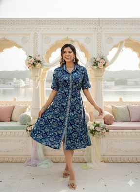 Straight Fit Boho Printed Shirt Dress