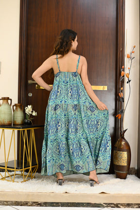 Multi Panel Boho Printed Maxi Dress - Seaside Fun