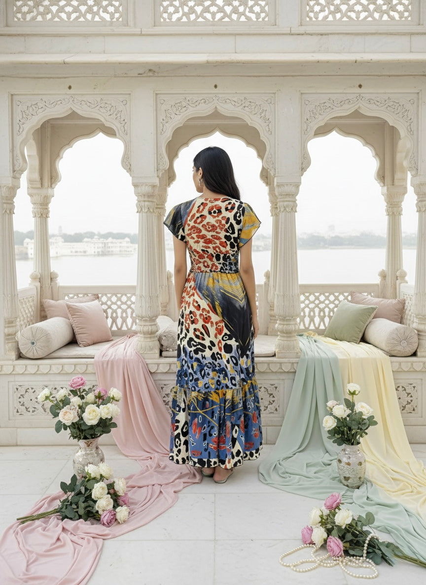 Tied-Up Wanderlust Maxi - Sunset Noir