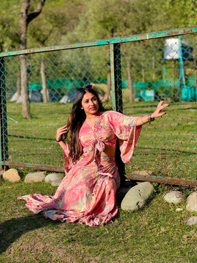 Wrap Top and Boho Printed Skirt Co-ord Set