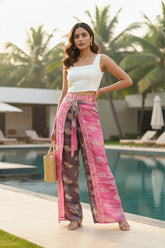 Boho Printed Wrap Trouser - Dove Blush