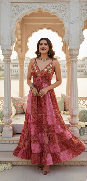 🔥Trending- Ruby Flame Boho Maxi Dress