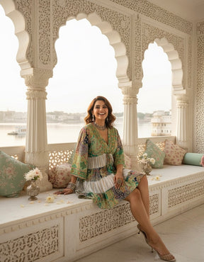 Soft Sage Multi color Short Dress