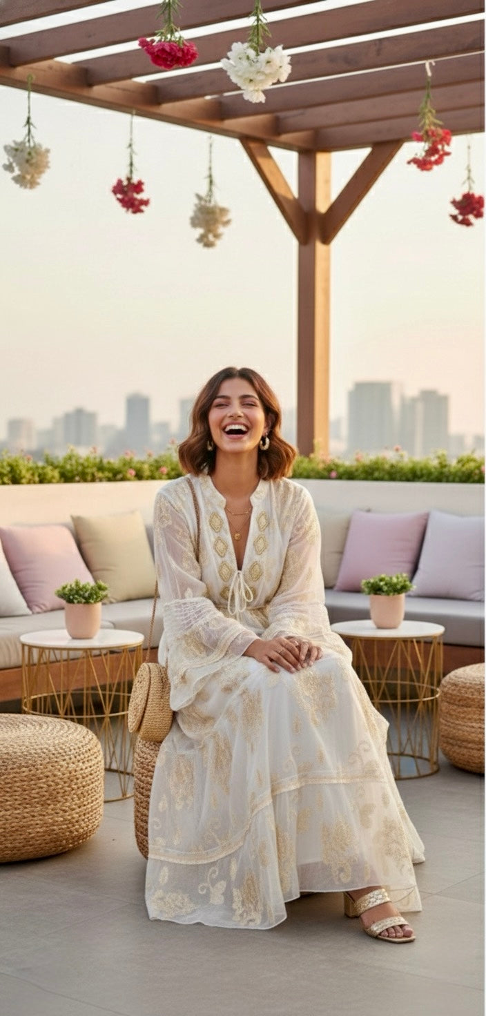 Ivory Luxe Embroidered Maxi