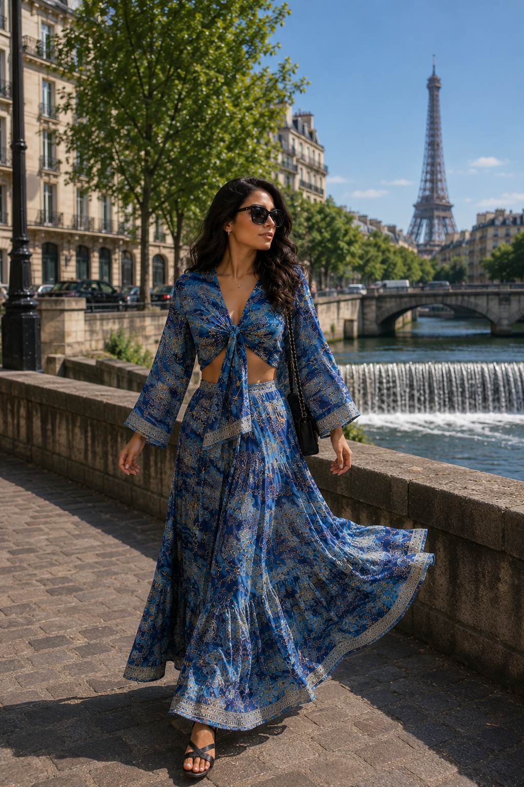 Wrap Top and Boho Printed Skirt Co-ord Set