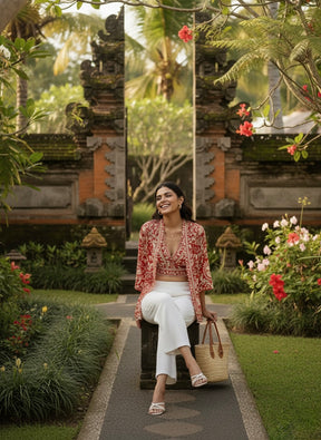 Kimono and Halter Set Crimson Cloud