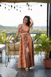 Wrap Around Boho Printed Mai Dress - Autumn Sunset