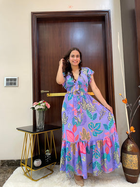 Tied-up Wanderlust Maxi Dress - Purple Petal