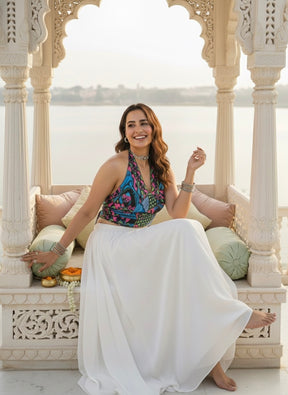 ⌛️Low Stock - Boho Printed Halter Top  in Blue