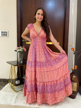 Classic Charm Boho Printed Maxi Dress - Rosy Blossom