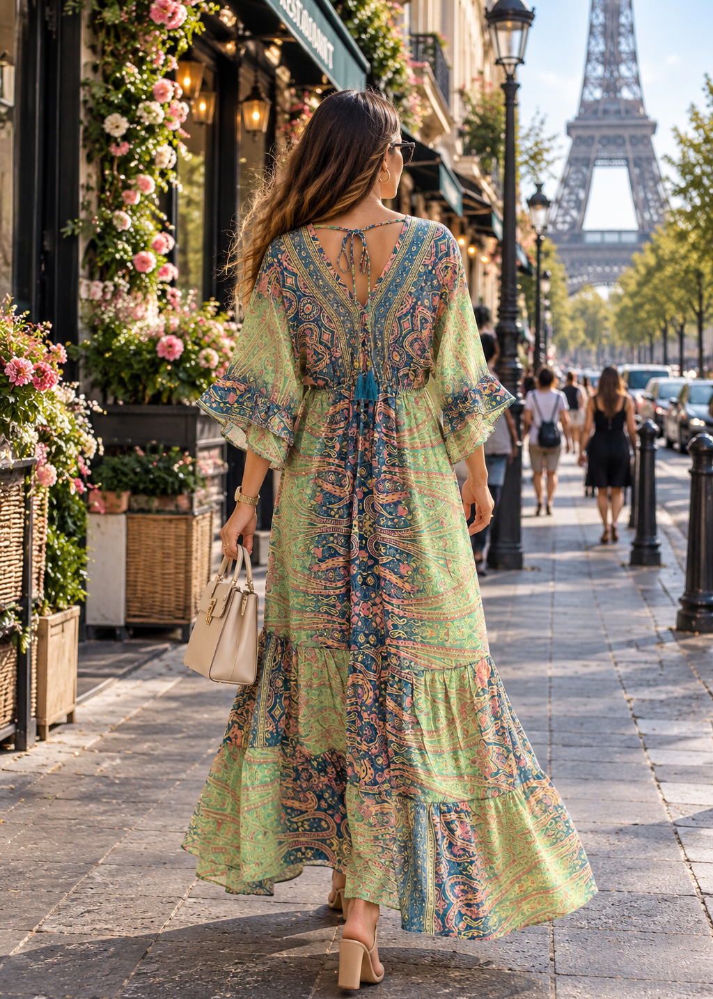 💚Boho Printed Kaftan Maxi Dress in Emerald Nomad