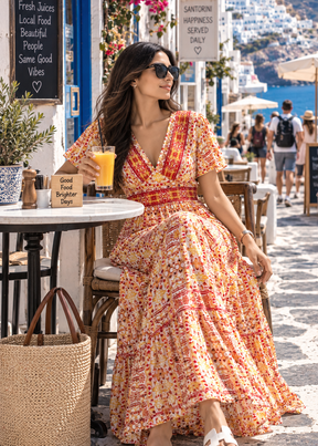 V Neck Cotton Long Dress -     Tangerine Trails 🍂
