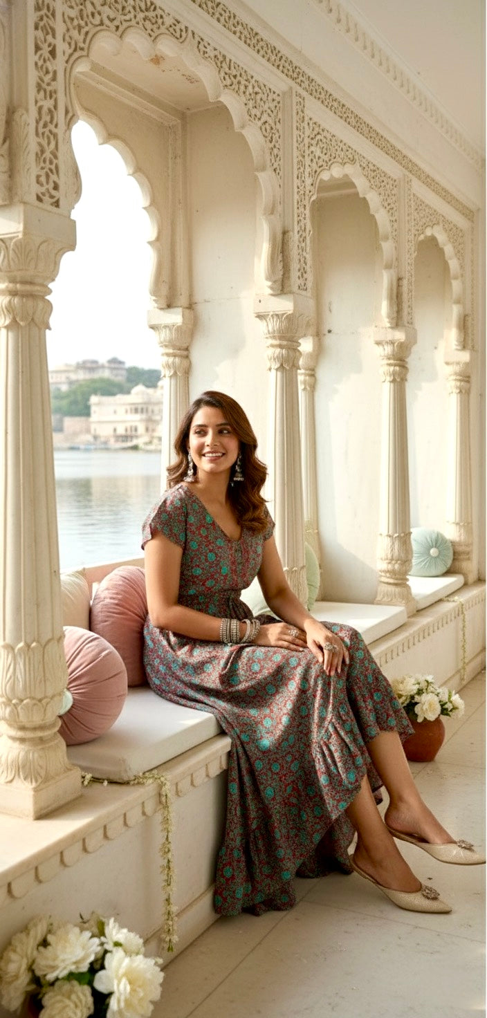 High low boho printed maxi dress- Smisingbee