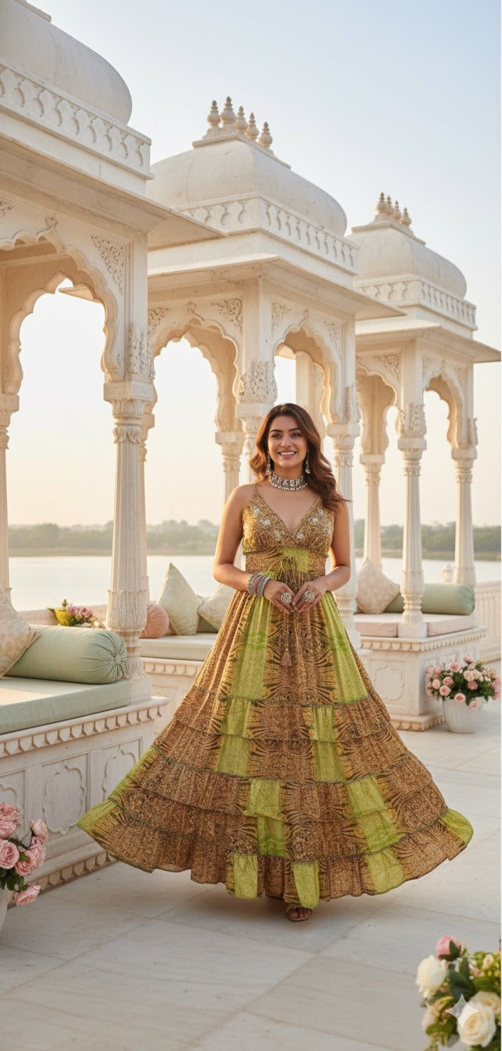 Double Drama Boho Maxi Dress - Lime