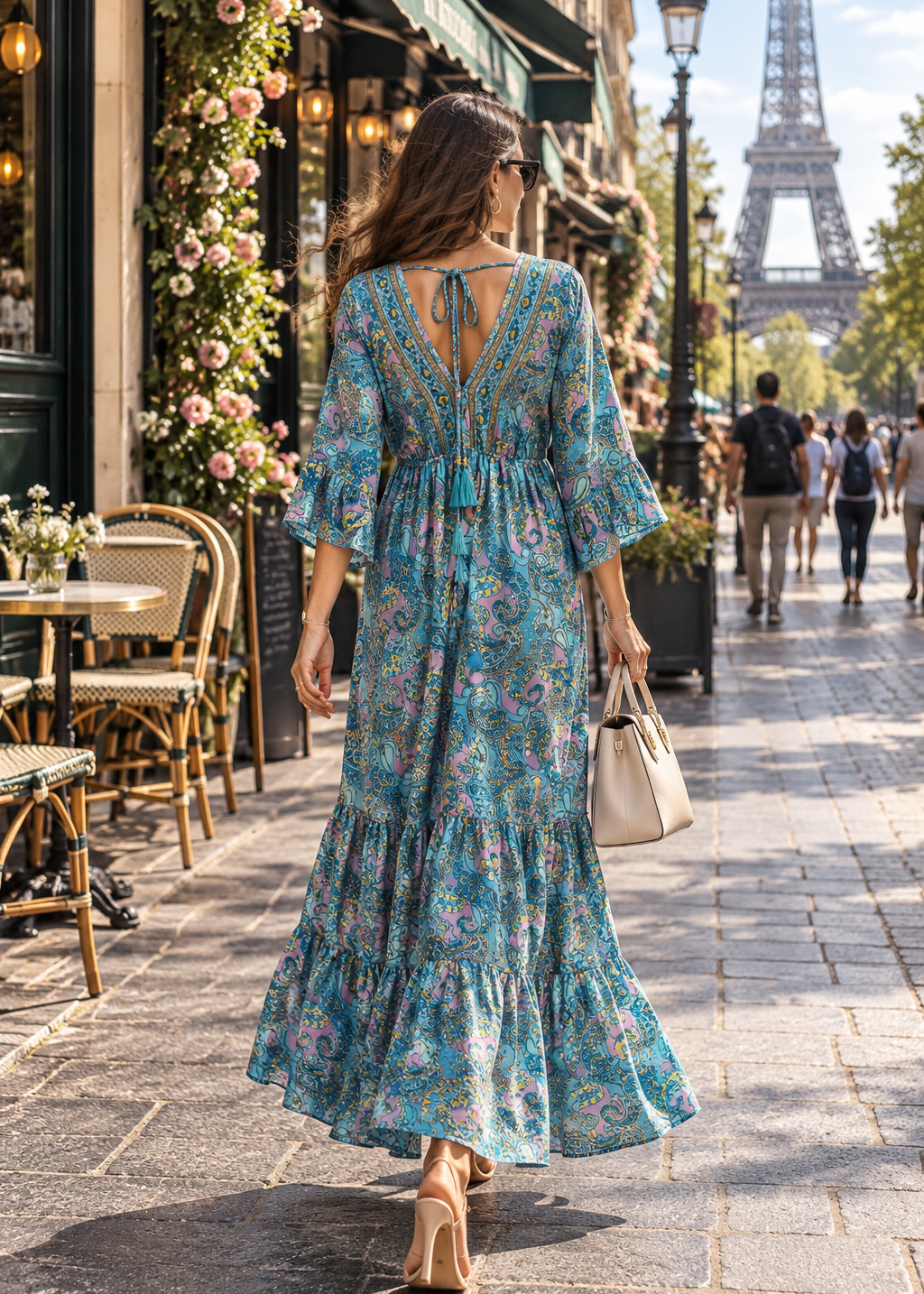 👗Boho Printed Kaftan Maxi Dress in Mystic Turquoise Muse
