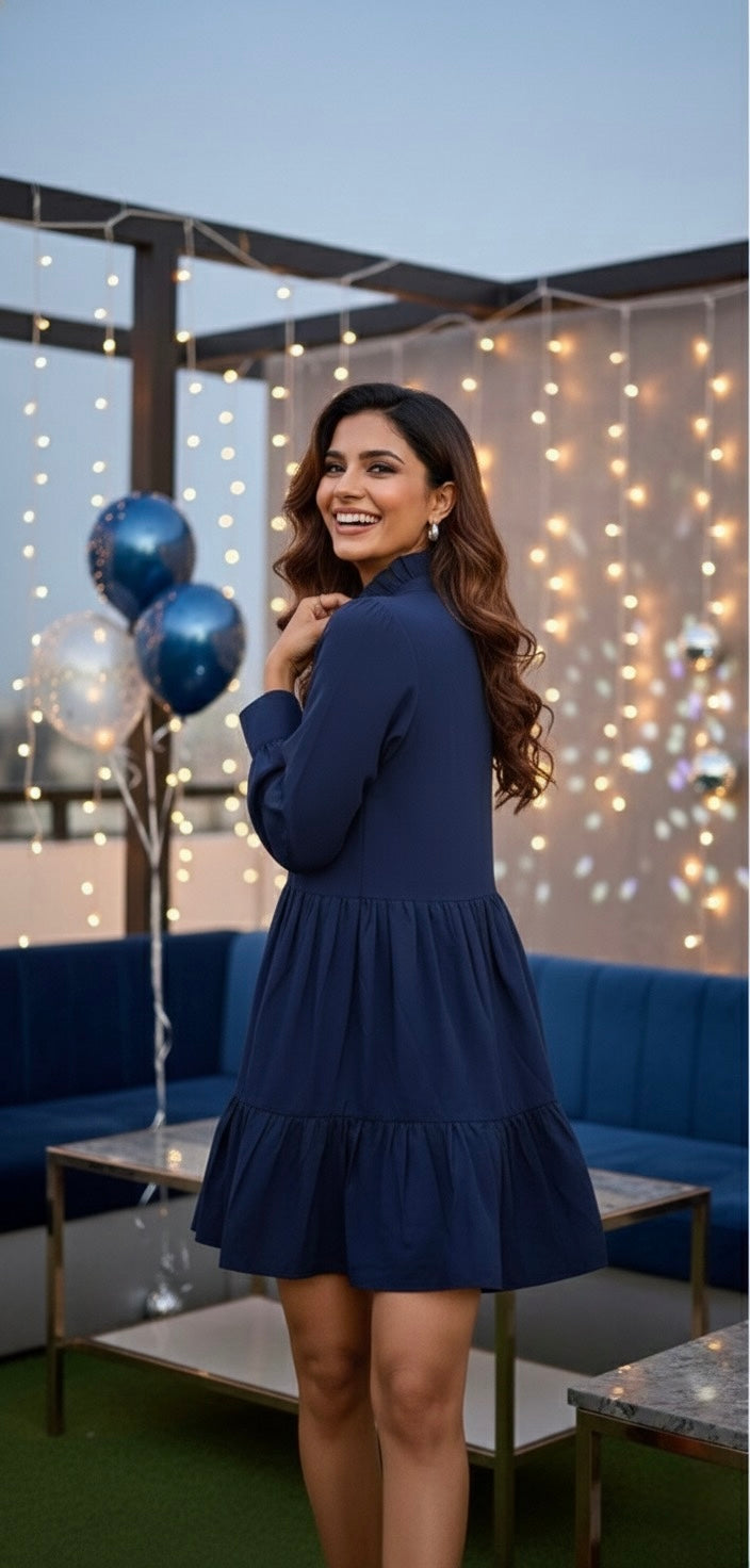 ⬆️Rising- Multi Panel Short Dress in Navy Blue