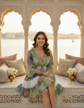 Soft Sage Multi color Short Dress