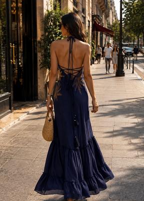 Tie Back Backless Maxi Dress -  Étoile D’Or 💫
