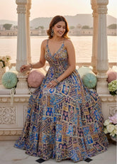 Ocean Muse Boho Maxi Dress - Blue