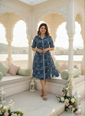 Straight Fit Boho Printed Shirt Dress