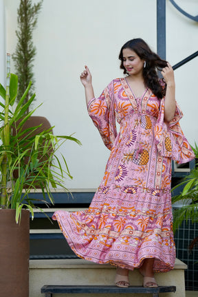 Bell Sleeves Boho Maxi Dress in Dusk Delight SmisingBee