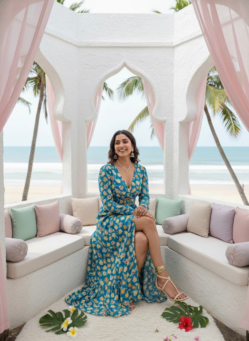 ⬆️Rising - Seaside Chic Tie Back Cotton Long Dress